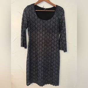 Ronni Nicole Black Sparkle Evening/Party Sheath Dress 3/4 Sleeve SZ 6